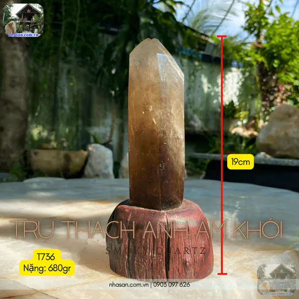 Trụ thạch anh ám khói 680gr cao 19cm - T736 