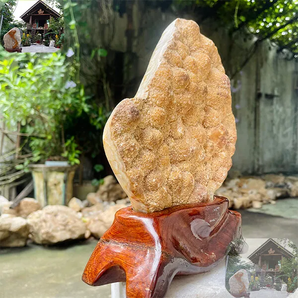 Trụ đá thạch anh bông vàng 4kg, cao 8cm x ngang 21cm -TAV70