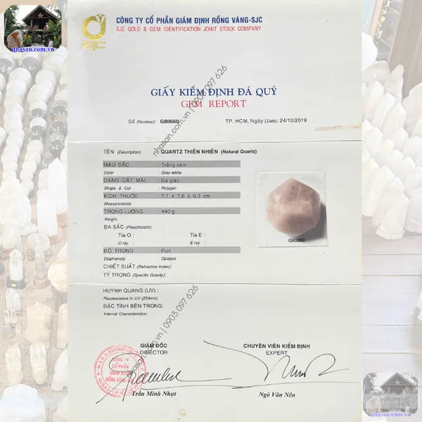 Đá 12 mặt thạch anh trắng 6kg - 16cm - QC1464
