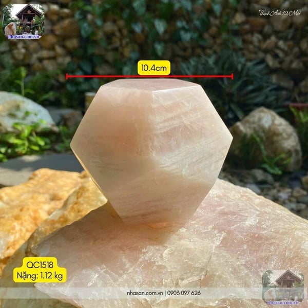 Thạch anh hồng 12 mặt QC1518 - 1.12kg - 10.4cm