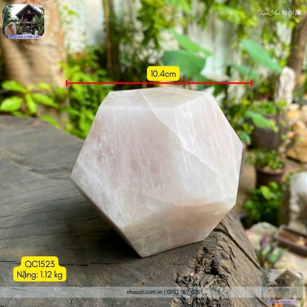 Thạch anh hồng 12 mặt QC1523 - 1.12kg - 10.4cm