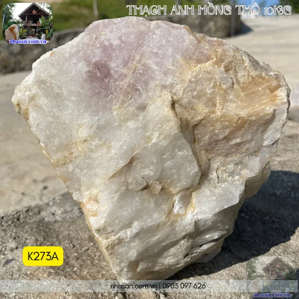 Thạch anh hồng thô 10kg, cao 23cm x ngang 22cm x dày 16cm - K273A