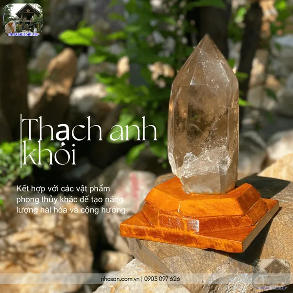 Trụ thạch anh khói 660gr, cao 15cm x ngang 10cm - T730