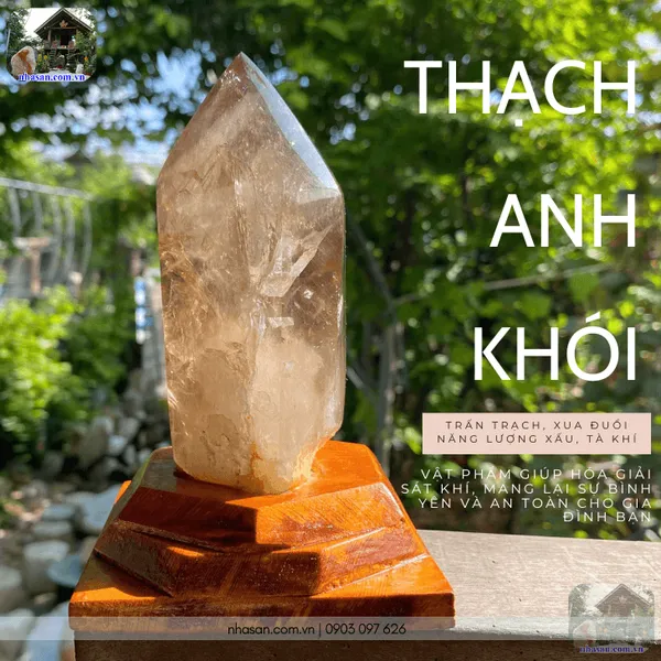 Trụ thạch anh khói 660gr, cao 15cm x ngang 10cm - T730