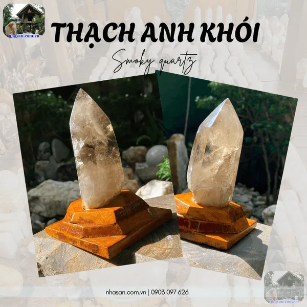 Trụ thạch anh khói 660gr, cao 15cm x ngang 10cm - T730