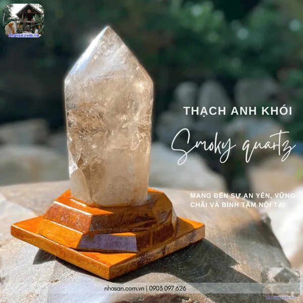 Trụ thạch anh khói 660gr, cao 15cm x ngang 10cm - T730