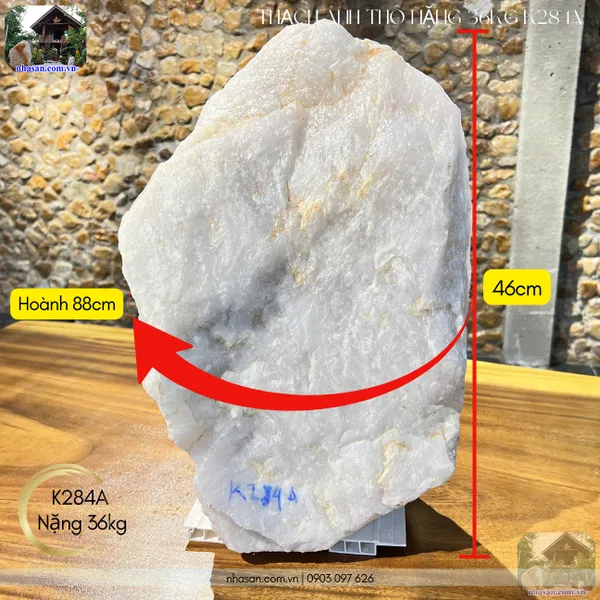 Trụ đá thạch anh thô nặng 36kg K284A, cao 46cm, hoành 88cm