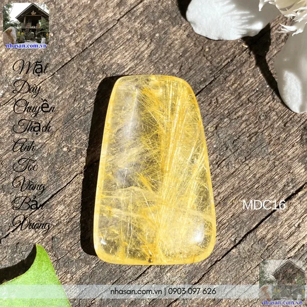 Mặt dây chuyền thạch anh tóc vàng bản vuông nặng 5gr, cao 2.6cm x ngang 1.6cm - MDC16