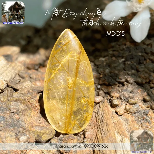 Mặt dây chuyền thạch anh tóc vàng nặng 6gr, cao 3.5cm x ngang 1.7cm - MDC15 