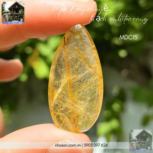 Mặt dây chuyền thạch anh tóc vàng nặng 6gr, cao 3.5cm x ngang 1.7cm - MDC15 