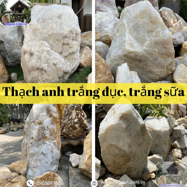 Đá thạch anh trắng đục (trắng sữa) - Chôn nền, trấn trạch, khử tia ác xạ