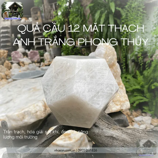 Cầu 12 mặt thạch anh trắng 3.96kg - 15cm - QC1445