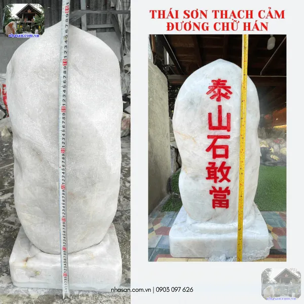 Thái sơn thạch cảm đương chữ hán nặng 102kg, trụ cao 75cm, đế dài 35cm, đế rộng 16cm - TCD01