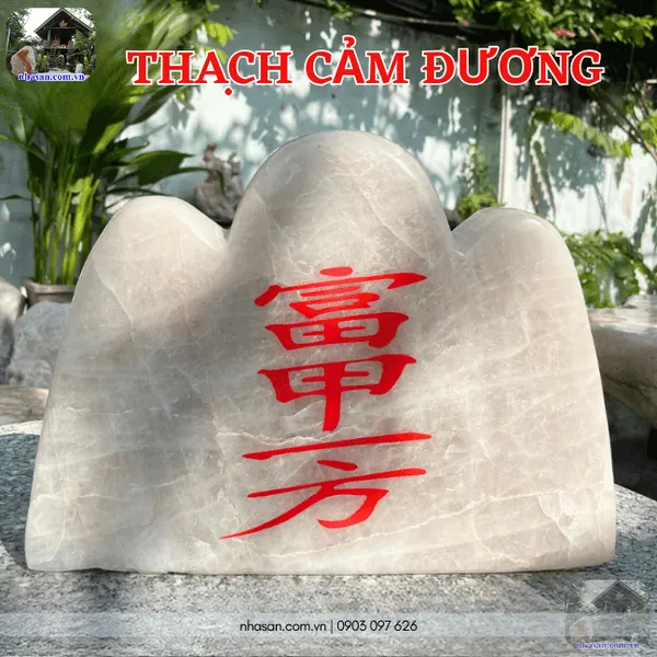 Thái sơn thạch cảm đương chữ hán nặng 102kg, trụ cao 75cm, đế dài 35cm, đế rộng 16cm - TCD01