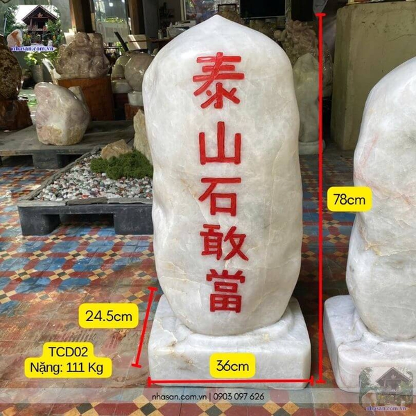 Thái sơn thạch cẩm đương đá thạch anh trắng (111kg - cao 78cm)