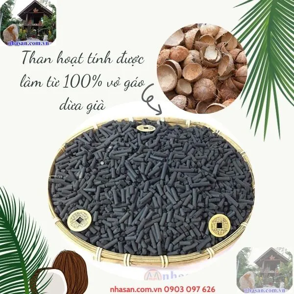 Than hoạt tính gáo dừa (dạng ống) - Rải nắp hầm cầu khử mùi hôi