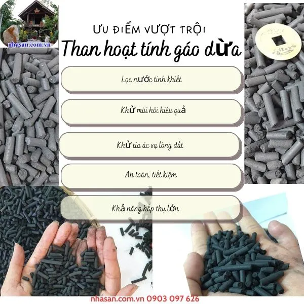 Than hoạt tính gáo dừa (dạng ống) - Rải nắp hầm cầu khử mùi hôi