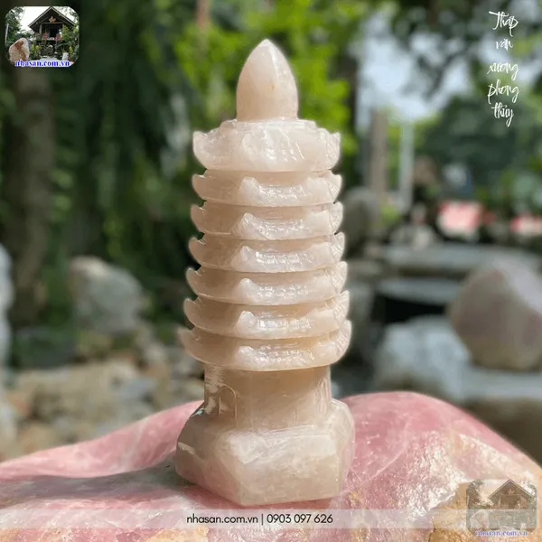 Tháp văn xương phong thủy đá thạch anh  nặng 1.7kg, cao 21cm - TVX07