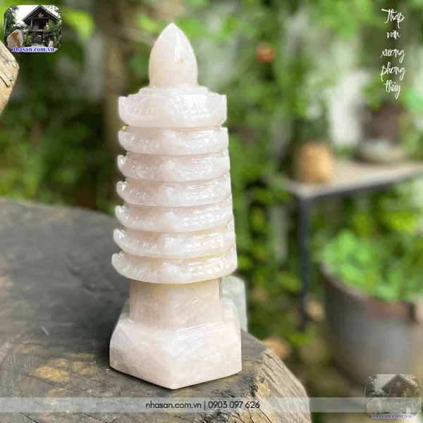 Tháp văn xương phong thủy đá thạch anh  nặng 1.7kg, cao 21cm - TVX07