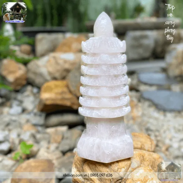 Tháp văn xương phong thủy đá thạch anh  nặng 1.7kg, cao 21cm - TVX07
