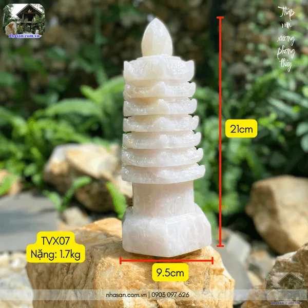 Tháp văn xương phong thủy đá thạch anh  nặng 1.7kg, cao 21cm - TVX07