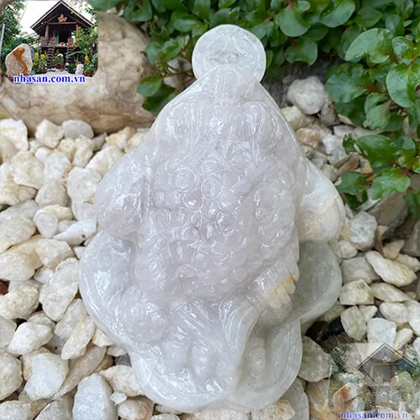 Cóc ngậm tiền thạch anh trắng nặng 2.2kg, cao 9cm x ngang 14cm x dài 15.5cm - C32