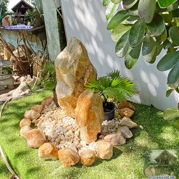 Thiết kế tiểu cảnh sân thượng bằng đá phong thủy giúp tích tụ tài lộc TC46