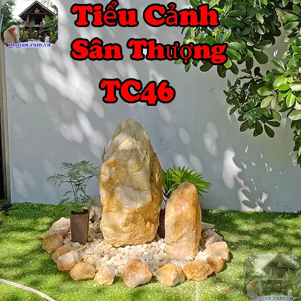 Thiết kế tiểu cảnh sân thượng bằng đá phong thủy giúp tích tụ tài lộc TC46