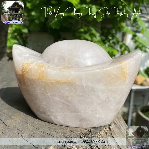 Thỏi vàng phong thủy đá thạch anh nặng 2.18kg, dài 16cm x rộng 10cm x cao 9cm - TV49