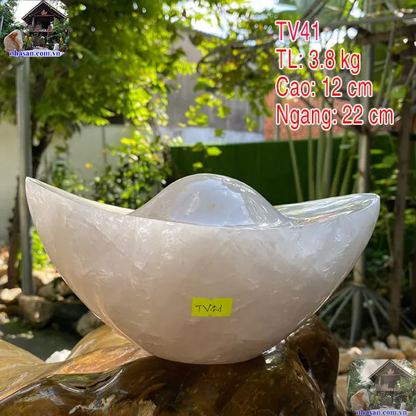 Thỏi vàng phong thủy đá thạch anh trắng 3.8kg, kích thước (22 x 12 x 13 (cm)) - TV41