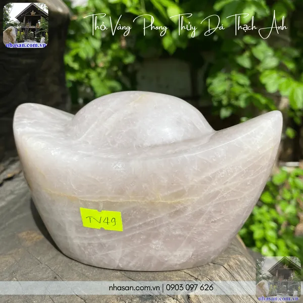 Thỏi vàng phong thủy đá thạch anh nặng 2.18kg, dài 16cm x rộng 10cm x cao 9cm - TV49