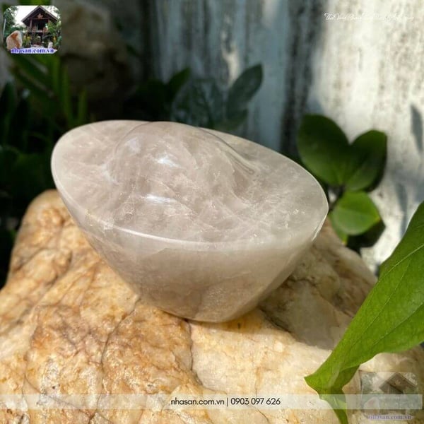 Thỏi vàng phong thủy thạch anh trắng TV55 840gr, dài 11.5cm x rộng 7.5cm x cao 7.5cm