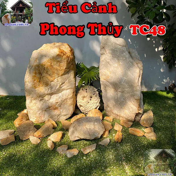 Tiểu cảnh đá phong thủy xử lý góc chết phòng khách TC48