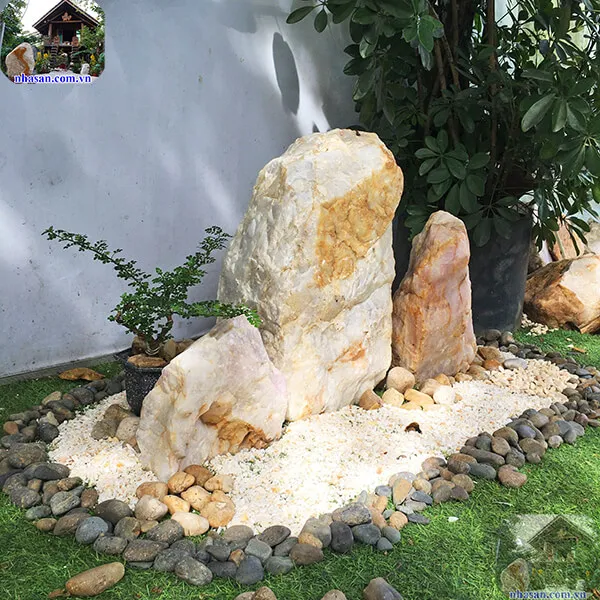 Tiểu cảnh đá thạch anh trang trí sân vườn nâng cao sức khỏe gia đình TC36 