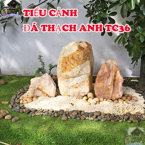 Tiểu cảnh đá thạch anh trang trí sân vườn nâng cao sức khỏe gia đình TC36 