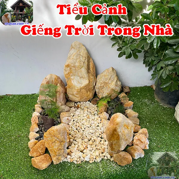 Tiểu cảnh giếng trời trong nhà bằng đá phong thủy tăng tài tiến lộc TC45