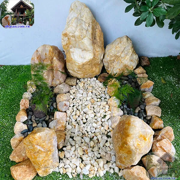 Tiểu cảnh giếng trời trong nhà bằng đá phong thủy tăng tài tiến lộc TC45