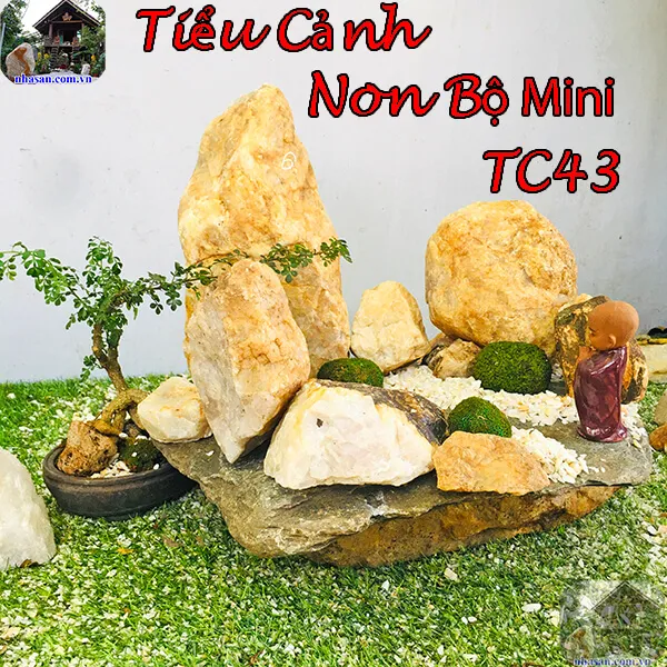 Tiểu cảnh non bộ mini bằng đá phong thủy hội tụ vượng khí TC43
