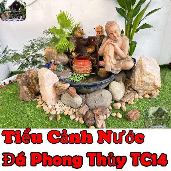 Trang trí tiểu cảnh nước đá phong thủy cho sân thượng, ban công, giếng trời TC14