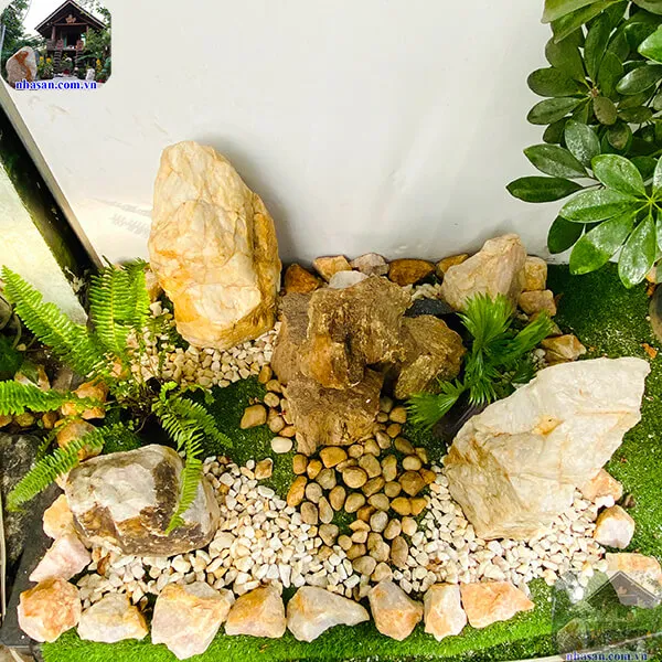Mẫu tiểu cảnh sân vườn bằng đá phong thủy trấn hưng địa khí TC47