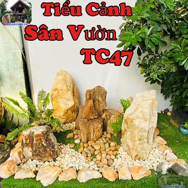 Mẫu tiểu cảnh sân vườn bằng đá phong thủy trấn hưng địa khí TC47