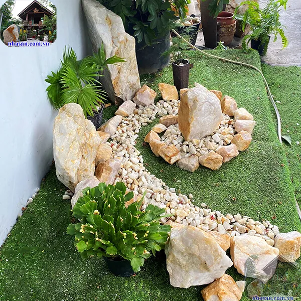 Tiểu cảnh sân vườn hình xoắn ốc bằng đá phong thủy cân bằng năng lượng TC51