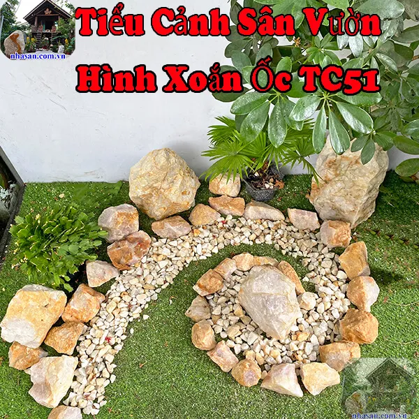 Tiểu cảnh sân vườn hình xoắn ốc bằng đá phong thủy cân bằng năng lượng TC51