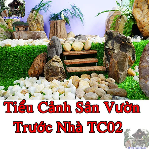 Thiết kế tiểu cảnh phong thủy sân vườn trước nhà theo phong cách thiên nhiên gần gũi TC02