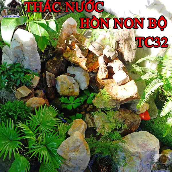 Tiểu cảnh thác nước hòn non bộ đá phong thủy giúp luân chuyển sinh khí TC32