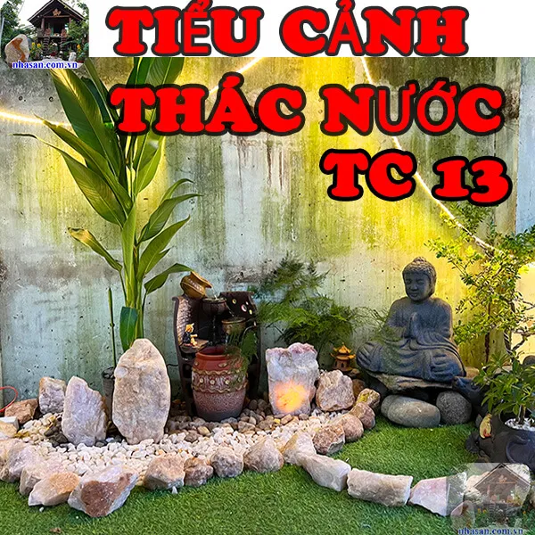 Trang trí tiểu cảnh thác nước trong nhà giúp âm dương hòa hợp TC13