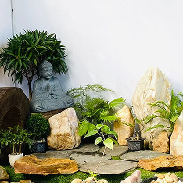 Trang trí tiểu cảnh tượng Phật thiền định giúp tiêu trừ vận hạn tránh thị phi TC29