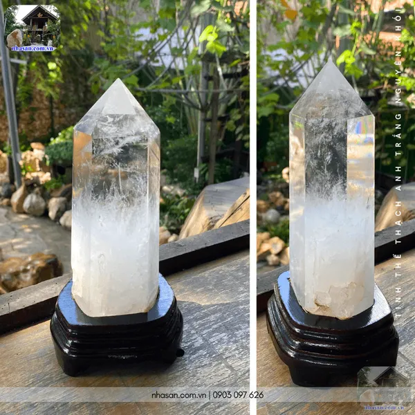 Trụ tinh thể thạch anh trắng 1.2kg, cao 21.5cm x ngang 11cm - T725 