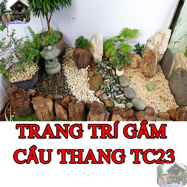 Trang trí gầm cầu thang đá phong thủy tự nhiên giúp kích vượng tài lộc TC23