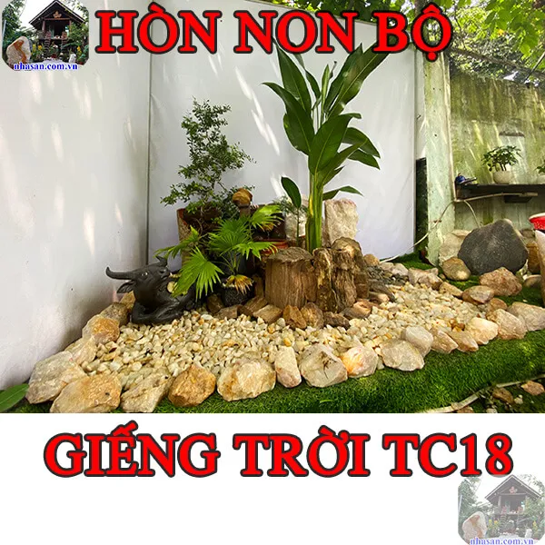 Trang trí hòn non bộ giếng trời đá phong thủy - nghệ thuật đưa ánh sáng vào nhà TC18